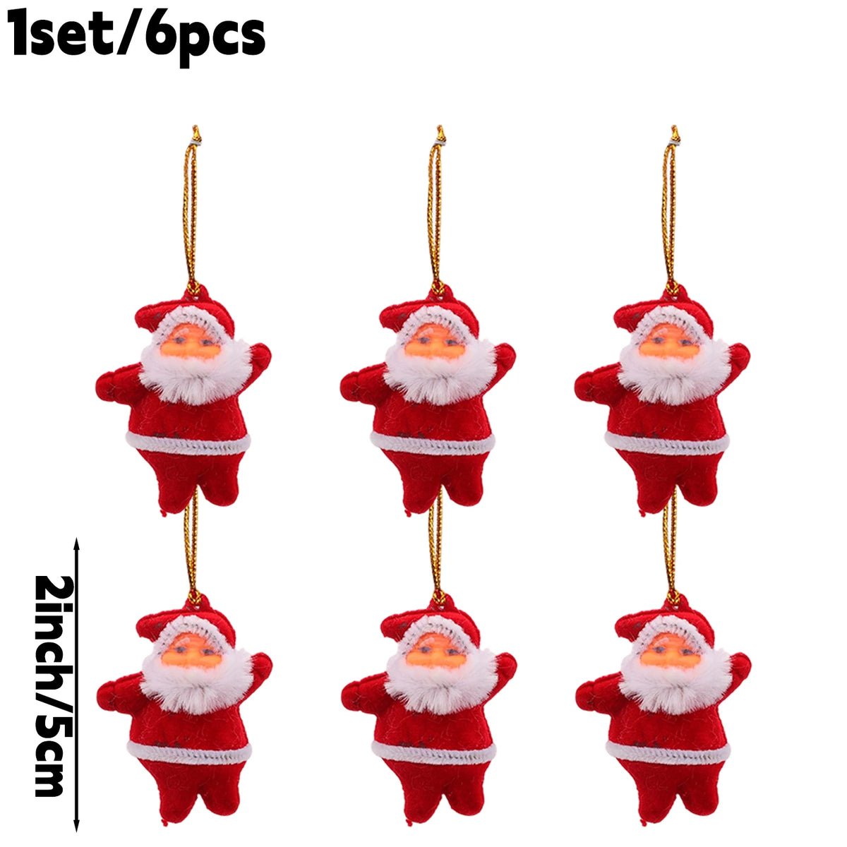 Simulation Santa Pendant Mini Santa Claus DIY Colorful Doll Glittering Hanging Christmas Tree Ornament New Year Home Party Decor