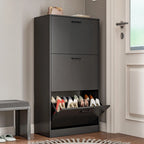 Shoe Cabinet with 2 or 3 Flip Drawers, Hidden Slim Freestanding Shoe Storage Cabinet, Narrow Freestanding Shoe Organizer