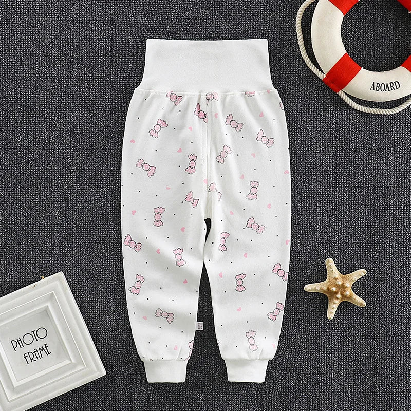 2023 Autumn Spring Newborn Baby Pants Girl Boy High waist Leggings Cotton Clothes Toddler Trousers Clothing Infant Kids PP Pants