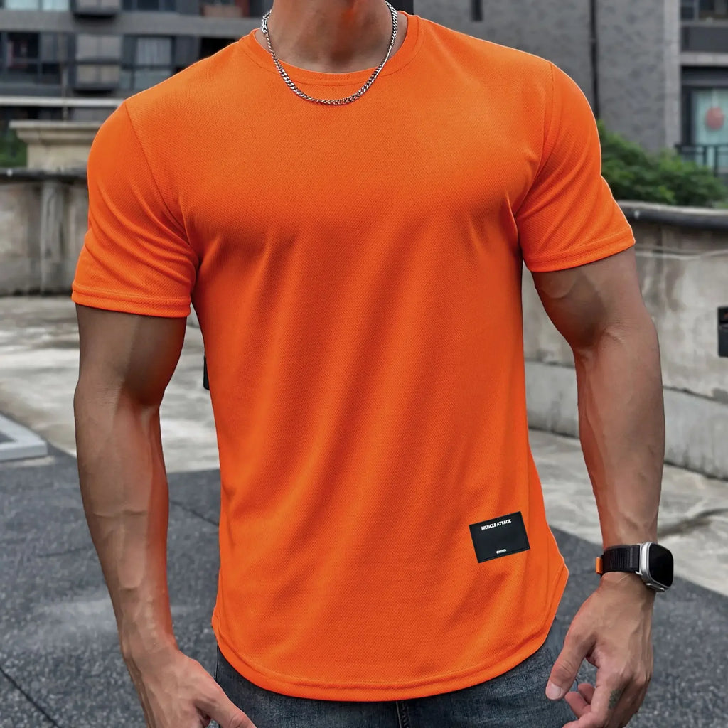 2024 new Men Summer Short Sleeve Fitness T Shirt Running Sport Gym Muscle T Shirt Workout Casual High Quality Tops Clothing