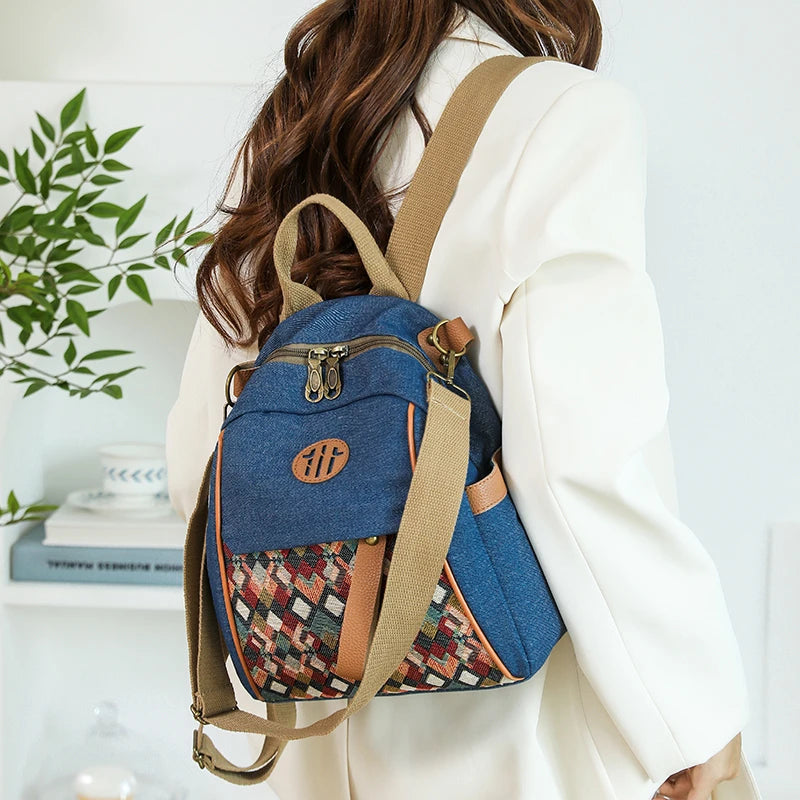 Women's Bags 2026 New Canvas Women's Crossbody Bag Single Shoulder Small Square Bag Trendy Mom Bag Ethnic Style