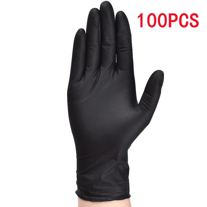20/100PCS Black Disposable Nitrile Gloves 4Mil Latex & Powder Free Textured Gloves Industrial Grade Mechanic Auto Tattoo Gloves