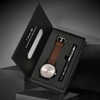 TOMI New 2PCS Luxury Business Men Watch Gift Box Set Simple and Casual Men Calendar Quartz Watch Pen Reloj Men Holiday Gift