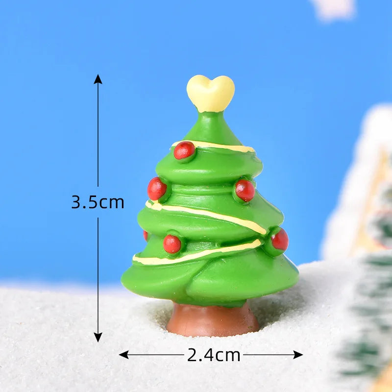 New Christmas Deer Santa Claus Sled Tree Snowman Figurine Doll House Home Decor Miniature Garden Decoration Accessories Modern
