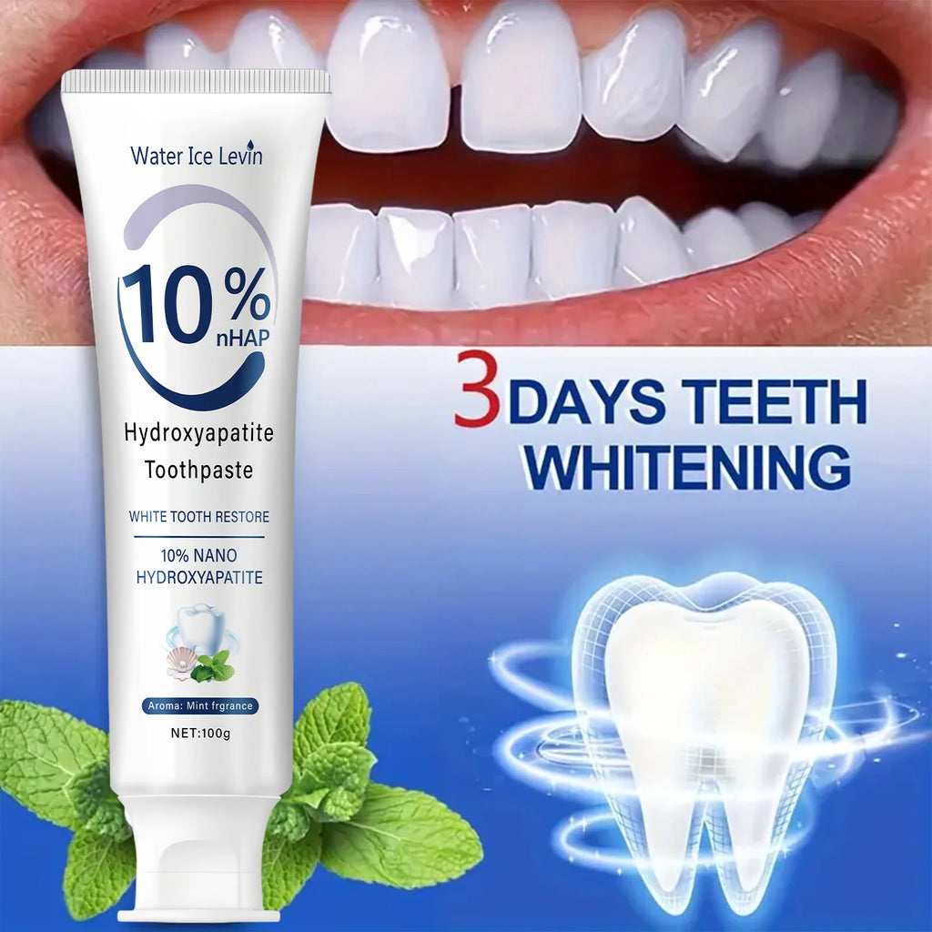 10% Nano Hydroxyapatite Toothpaste Restores White Teeth. Protects Gums. Deep Cleans. Brightens Smile. 100g Fresh Mint.