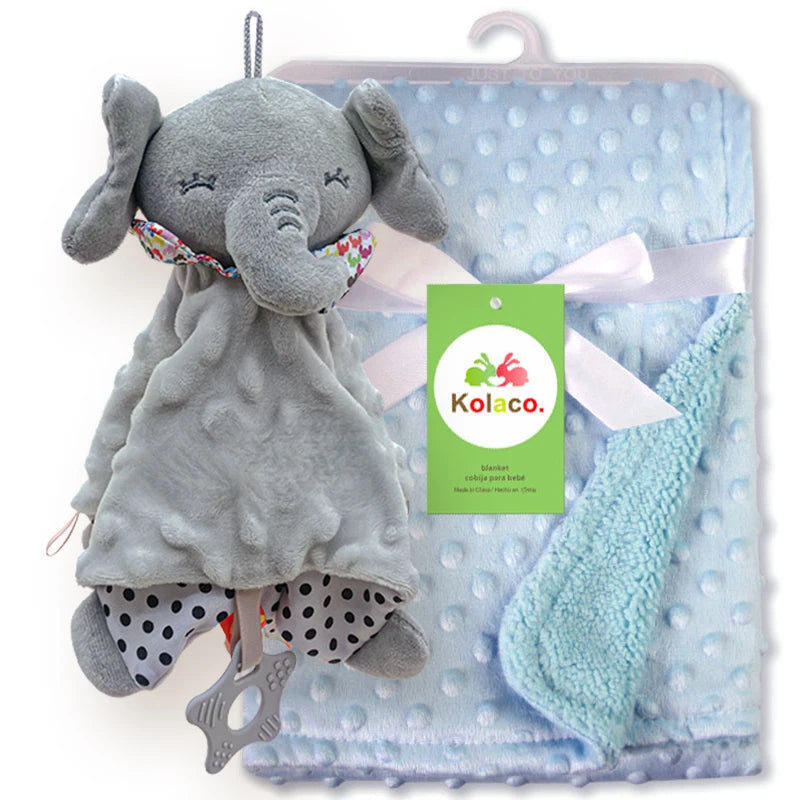 Personalized Newborn Baby Blanket with Name Custom Dot Minky Stroller Swaddle Set Security Towel Baby Shower Gift for Infant Boy