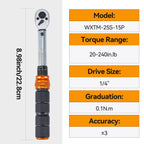 Waxtron 1/4'' Drive Torque Wrench 15PCS 20-240 IN.LB Accuracy ±3% Professional Torque Wrench For Bicycle Motorcycle Hand Tools