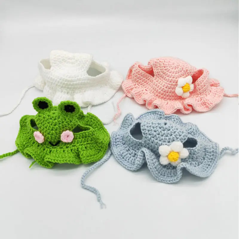Cute Cat Hat Funny Pets Party Cosplay Headwear Delicate Hemming Pendant Decor Elasticity Knitted Hat Pet Accessories