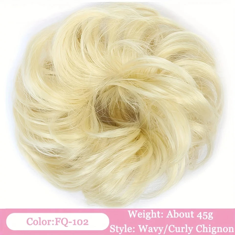 OLACA Synthetic Hair Bun Bands Blonde Black Messy Curly Chignon Donut Updo Scrunchies Fake Hair Pieces For Women Hair Extensions
