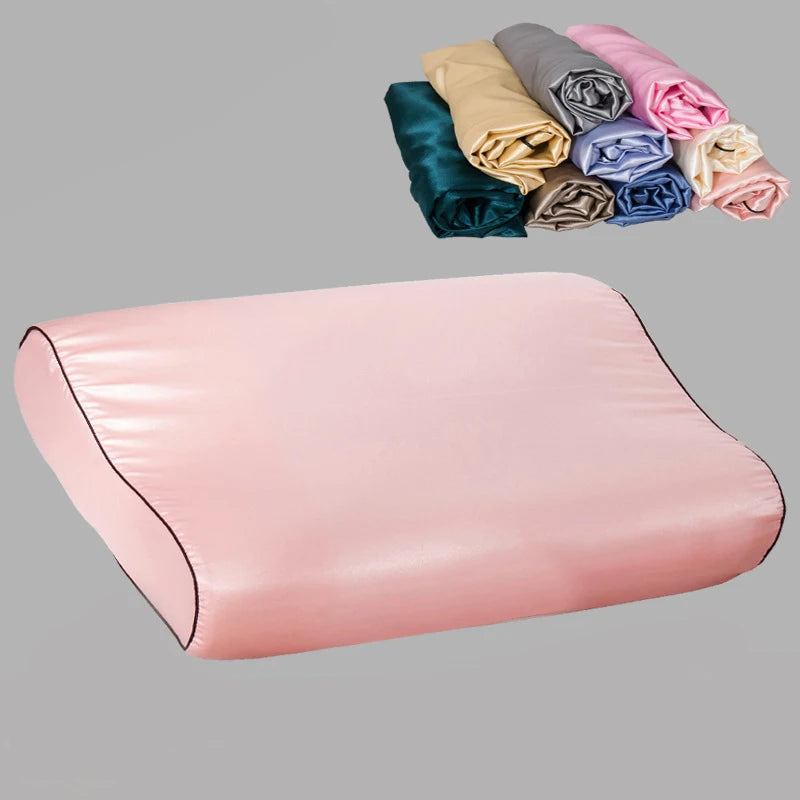 1 Pcs Luxury Satin Pillowcase 30cmx50cm/40cmx60cm Pure Color Luxury Comfortable Imtation Satin Memory Foam Pillow Cover