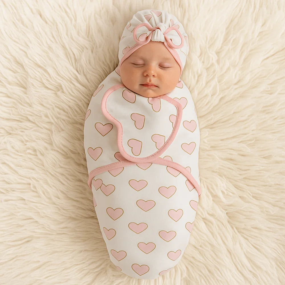 Bowknot Blanket Hat Set Flower Lightweight Material Newborn Photography Blanket Breathable Soft Fabric Infant Swaddle Blanket