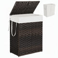 JHK 90L Wicker Laundry Hampers with Lid Woven Clothes Hamper with Side Handles Sturdy Steel Frame Removable Liner Foldable Rattan Laundry Basket For Home