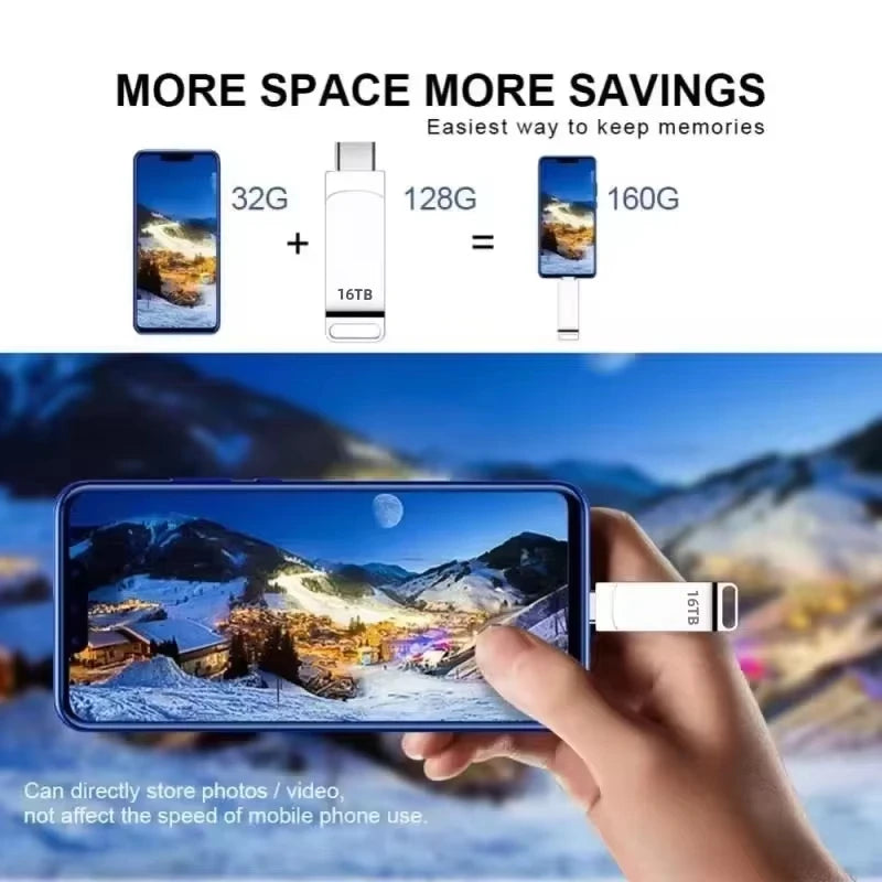 16TB USB 3.2 Flash Drives High Speed Transfer Metal Pendrive Memory Card Pendrive Flash Disk Memoria Waterproof Stick 2026 NEW
