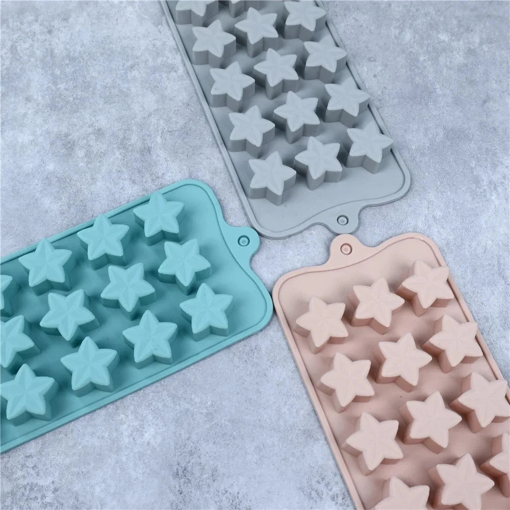 1PC Five-Pointed Star Silicone Chocolate Mold Creative Jelly Christmas Candy DIY Mold Ice Tray Baking Mold