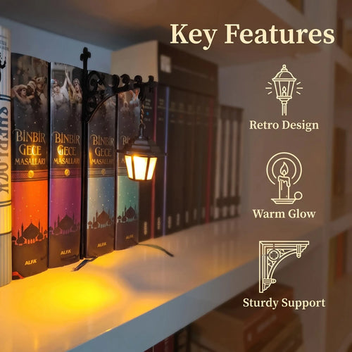 Halloween Themed Vintage Warm Glow Bookend Shelf Lamp Book Stopper for Office Reading Room Desk Decoration Reader Gift
