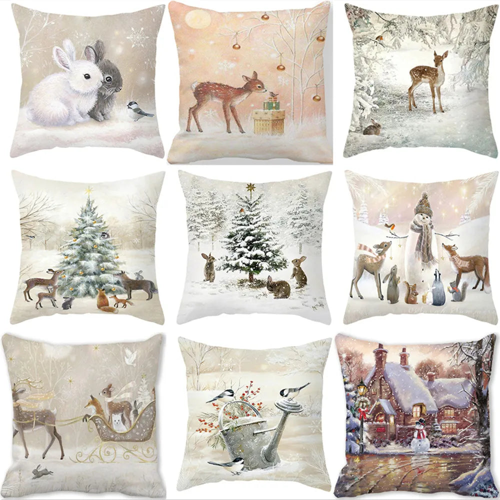 45CM Merry Christmas Cushion Cover Pillowcase 2023 Christmas Decorations for Home Ornament Happy New Year Christmas Decor 2022