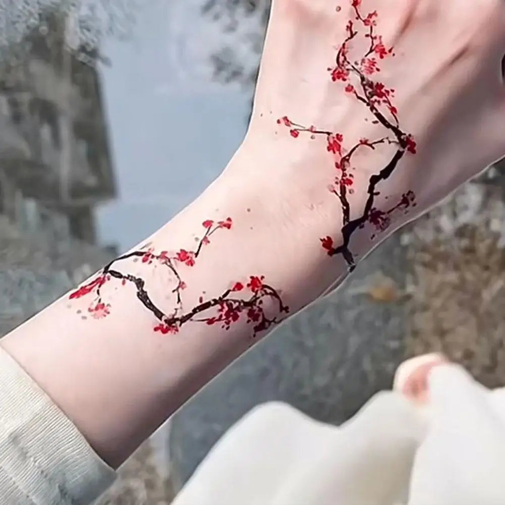 Sexy Flower Arm Temporary Tattoo Sticker Beauty Blue Rose Plum Bossom  Body Leg Waterproof Tatoo Fashion Totem