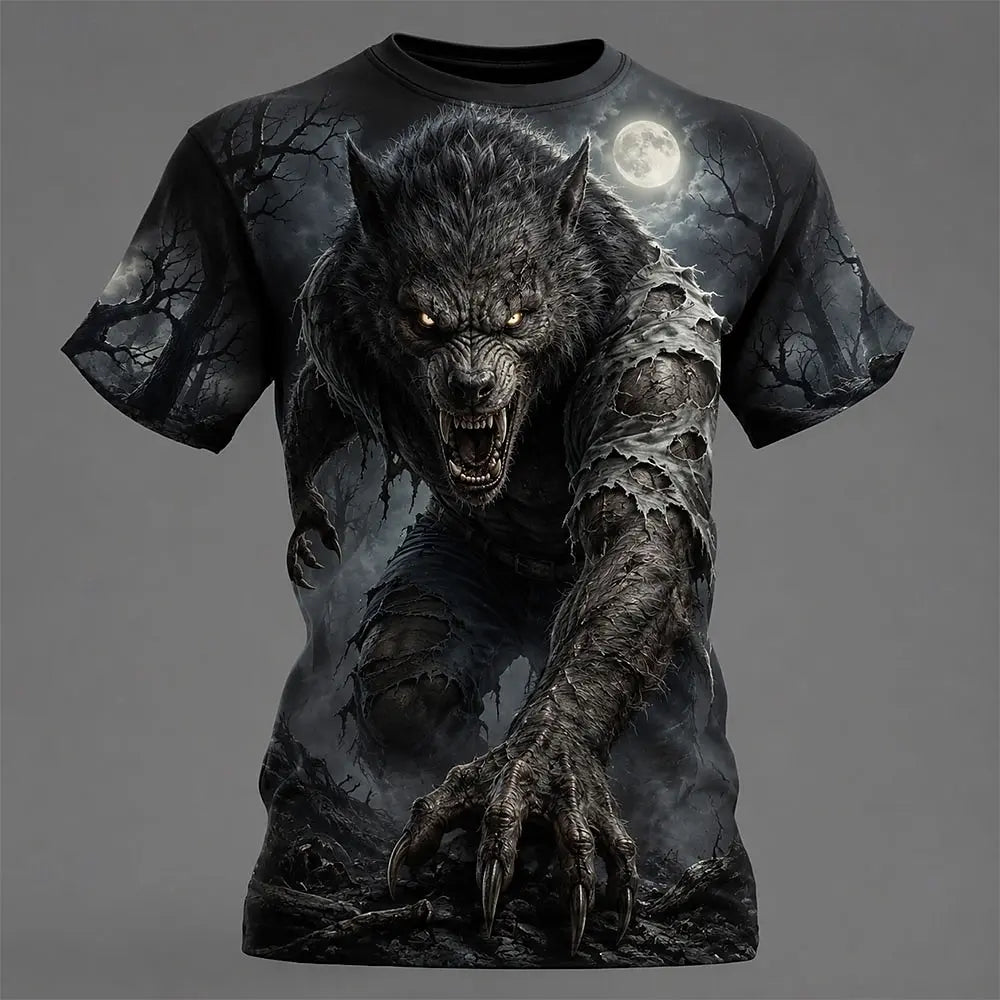 Multi-color Camo Wolf Skull 3D Print Men T Shirt Short Sleeve Crew Neck Outdoor Gothic Casual Summer Streetwear Tee