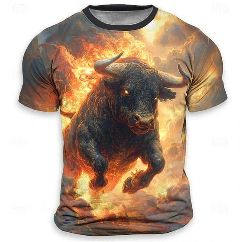 Funny 3D Tiger Print Men's T Shirt Hip Hop Trend Harajuku Streetwear Casual O-neck Loose Tops Summer Fashion Animal Pattern Tees