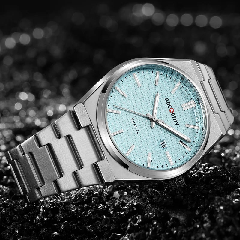 Watch men's fashion steel strip quartz watch waterproof night light calendar men's watch