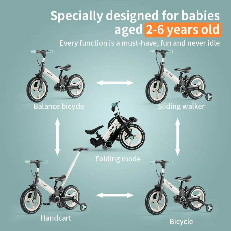 Children's bicycle balance bike 4-in-1  1-6-year-old girl boy pedal folding bike