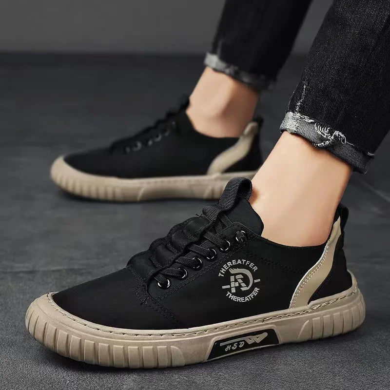 Men's Casual Running Shoes Breathable Fishnet Cloth Anti-slip Comfortable Low Top Fashionable Thick Bottom PVC Outsole