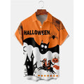 Pumpkin Bat Graphic Hawaiian Shirt For Men Women Halloween 3D Printed Aloha Shirts Summer Casual Short Sleeve Blouse Lapel Tops