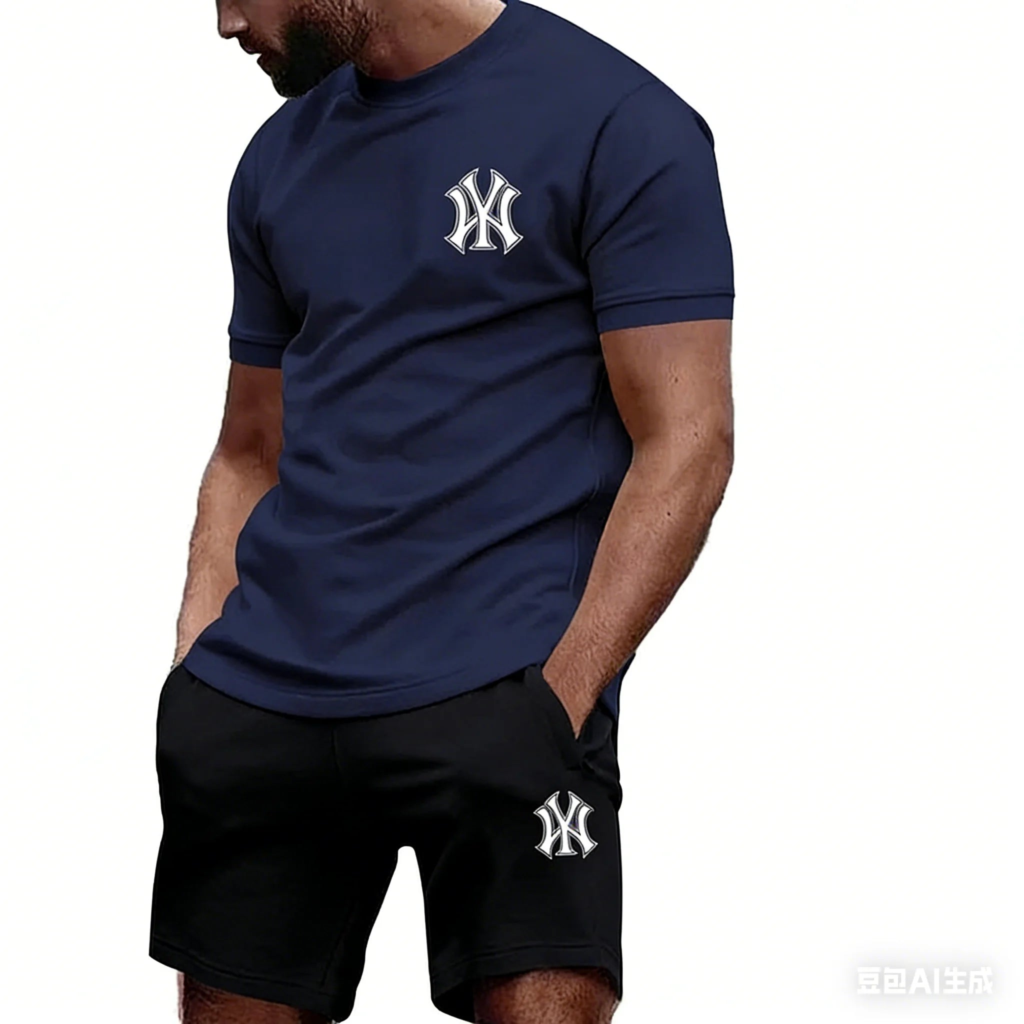 2026 hot men's two-piece sportswear short sleeved T-shirt and summer running fitness sportswear quick-drying
