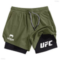 Summer Men's Fitness Gym Training 2-in-1 Sports Shorts, Quick Drying Exercise Double-Layer Jogging Shorts