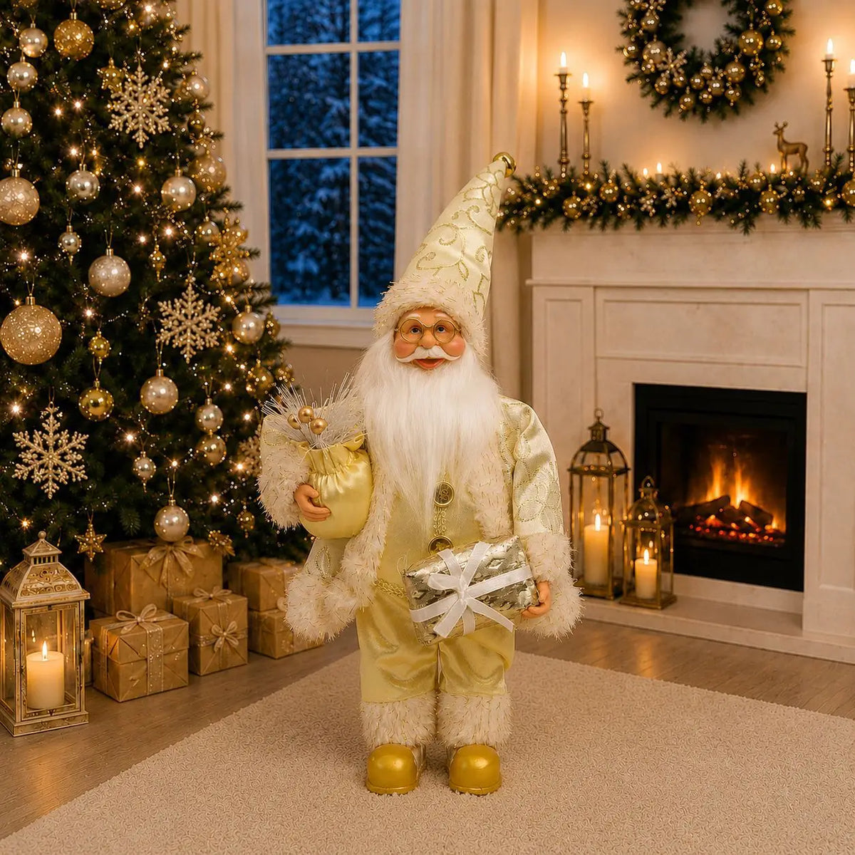 30cm Standing Santa Claus Doll Figurine Christmas Decorations For Home Tabletop Ornaments New Year Navidad Kids Gift Party Decor