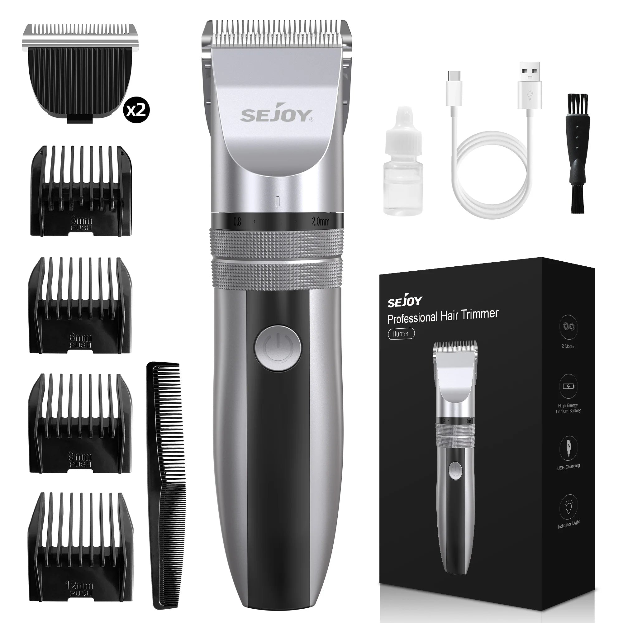 Sejoy Electric Hair Clippers Men Professional kit USB Rechargeable Men's Barber Hair Cutting Machine Beard Trimmer For Men Kids