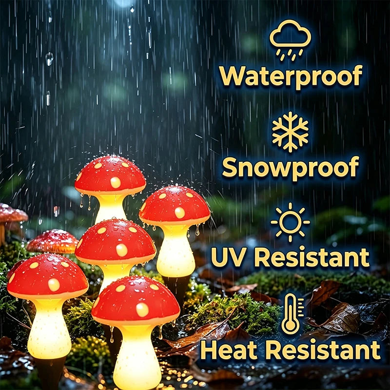 LED Fairy Mushroom Solar Lawn Lights Waterproof 8modes Garden Solar Ground Light String for Courtyard Street Patio Path Decor