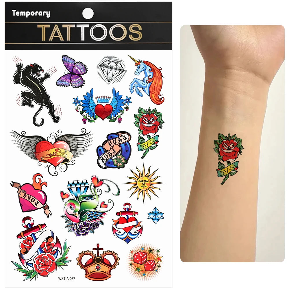 Waterproof Colourful Temporary Tattoos Sticker  Scorpion Butterfly Transfer Fake Tatoo Men Women Body Arm Fake Tattoo Stickers