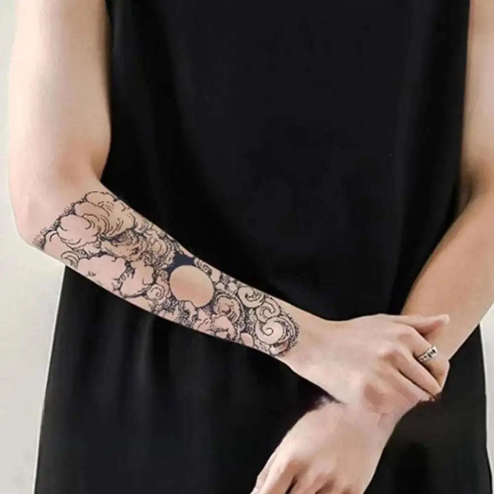 Snake Dark Semi-permanent Juice Herbal Tattoo Sticker Full Arm Gear Death Flower Leg Waterproof Fake Tatto Lasting Art Men Women