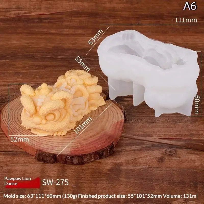 Milk Jelly Silicone Cake Mold 3D Pudding Lion Dance Pig Silicone Mould Home Baking Dessert Decoration Accessories