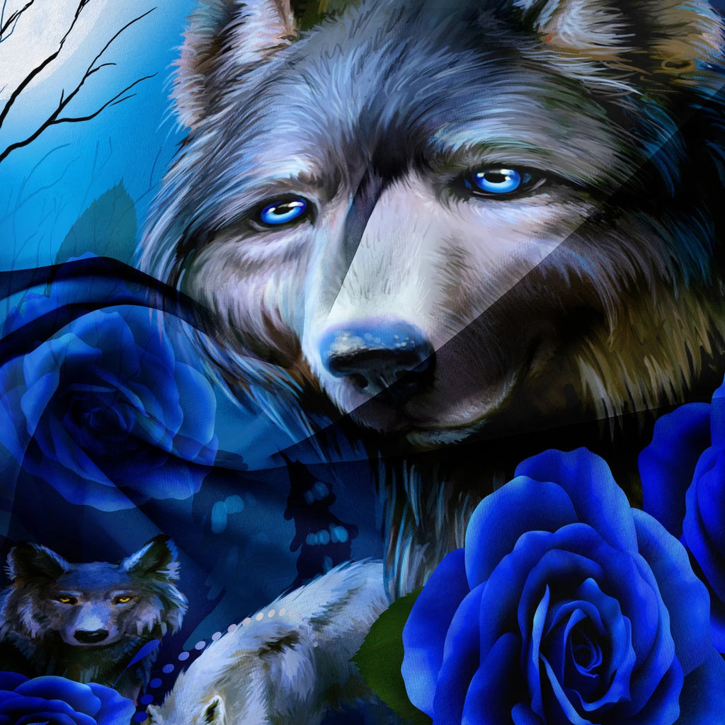 3pcs Set,Romantic Wolf & Rose Print Bedding Duvet Cover Set (1 Duvet Cover + 2 Pillowcases), HD Print For Home And Dorm Use