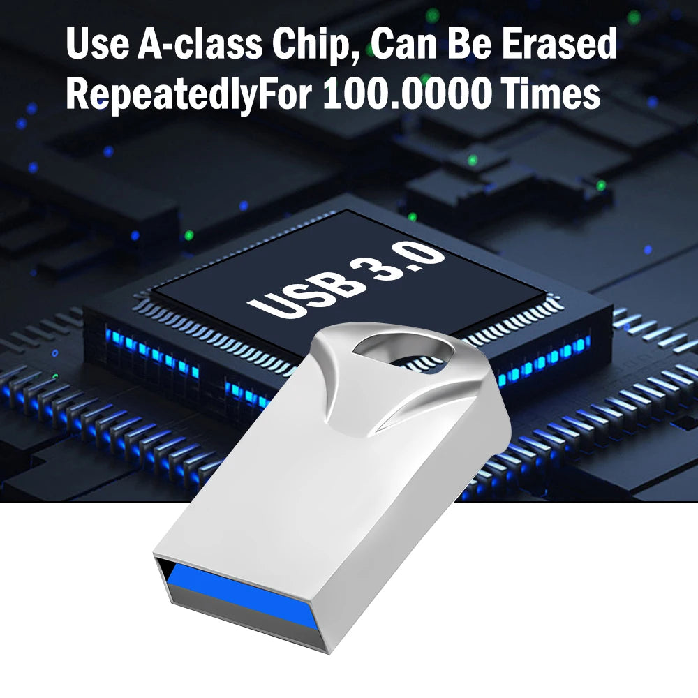 High Speed USB 3.0 Metal Flash Drive 16GB 32GB 64GB 128GB Pendrive Waterproof usb drive Pen Mini memory Sticks with key ring
