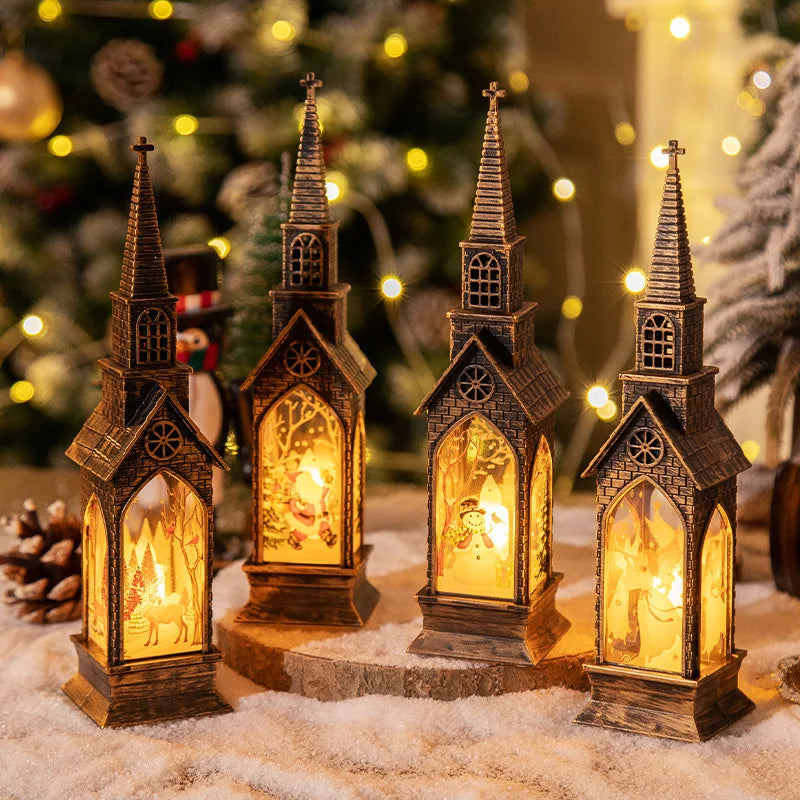 Christmas LED Night Light Santa Claus Snowman Fairy Light Lantern 2025 Christmas Home Table Decoration New Year Party Kids Gift