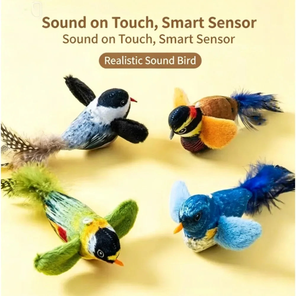 1Pc Cat Toy Simulation Chirping Bird Sound Wand. Self Play Interactive Toy for Kitten. Boredom Relief Durable Chew Teaser for Cats.