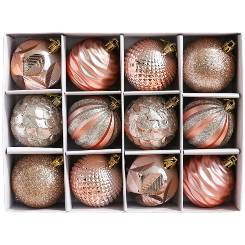 12PCS 6CM Christmas Ball Ornaments Xmas Tree Hanging Pendant For Christmas Decorations 2025 Navidad New Year Gifts Green Pink