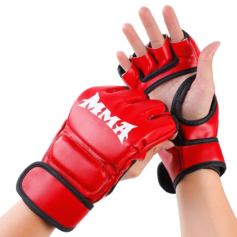 Child Thick Boxing Gloves MMA Gloves Half Finger Punching Bag Kickboxing Muay Thai Mitts Professional Boxing Training Equipment