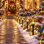 12 Pack Mini Solar Christmas Pathway Lights Outdoor Garden Lantern Stakes LED Waterproof Walkway Yard Decoration Holiday Lights