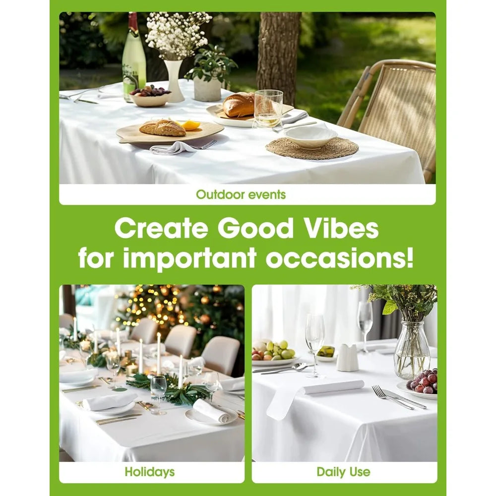 Disposable PE Table Covers Cloth Tablecloth Easy Cleanup Plastic Rectangle White Plastic Tablecloth for Party Wedding 10/5/2pcs