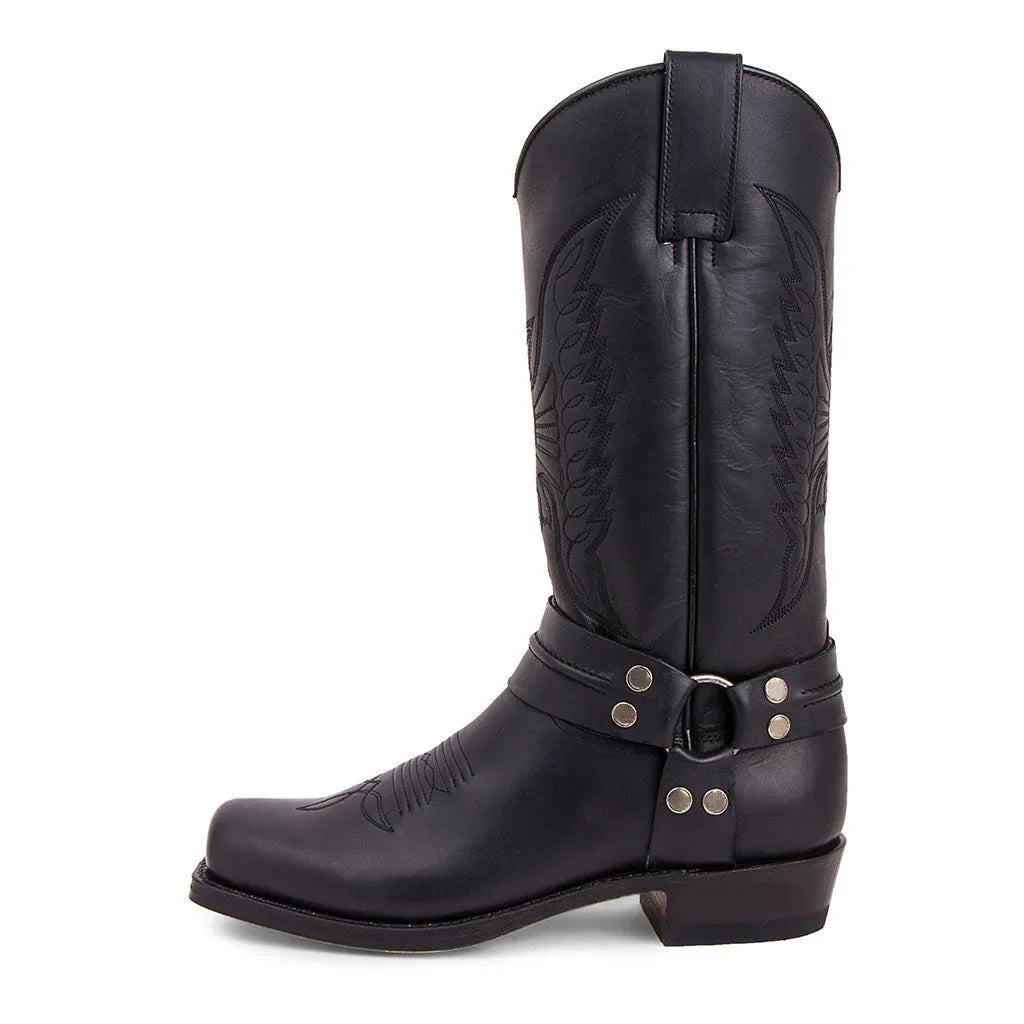 Men's Boots Handmade Men's Embroidery Thick Heel Mid-tube Boots European American Style Western Cowboy Boots