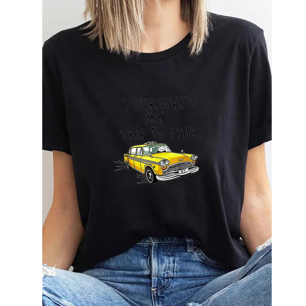 I Survived My Trip To NYC T Shirt New York City Yellow Taxi Shirt Woman Man Summer Cotton Graphic T Shirts Adult O-neck Tops