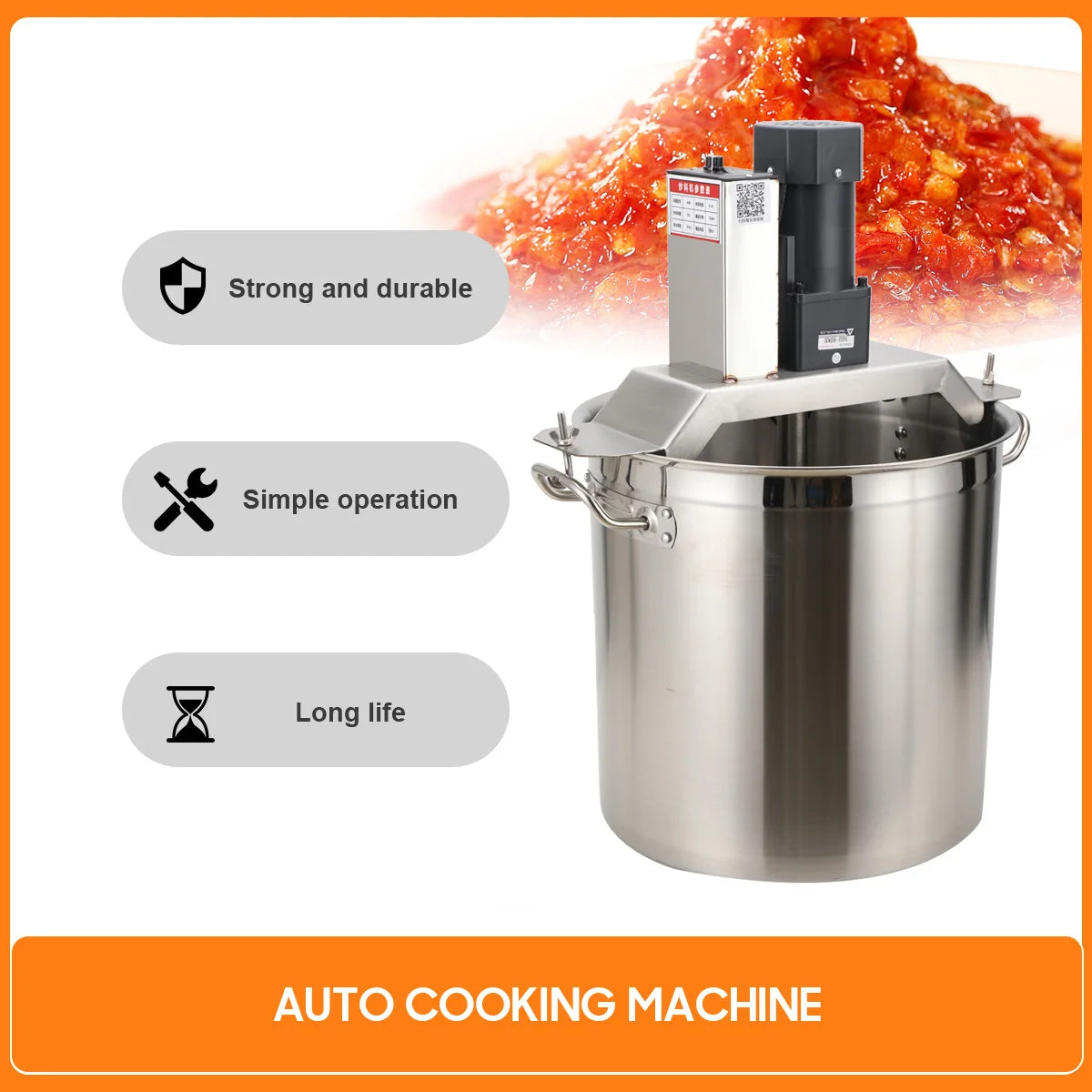 Commercial Hot Pot Sauce Frying Machine 110V 40L Automatic Food Mixer For Hotels Food & Beverage Factory Farms Restaurant Industrial Cooking Kettle Machine