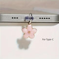 Sakura Flowers Phone Dust Plug Accessories Decoration Hanging Pendant For Phone Charging Port