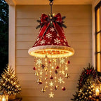 Christmas Santa Hat Hanging Light LED Lamp With Star Tassel Pendants Winter New Year Party Home Wall Ceiling Decor Ornament
