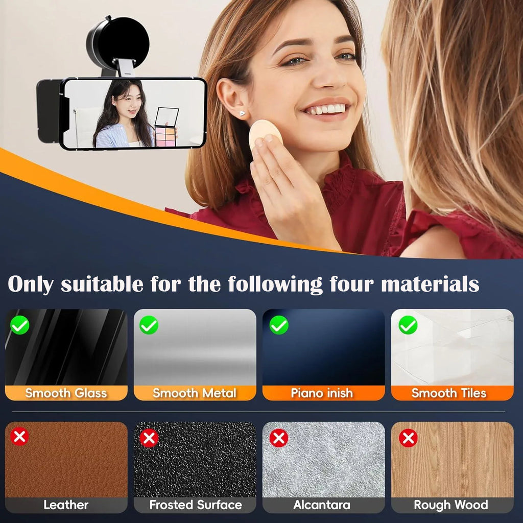 Magnetic Suction Phone Holder, Foldable and Retractable Hands-Free Suction Cup Phone Mount for Car/Gym/Mirror/Smooth Surface