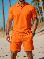 2026 men's short sleeved T-shirt and sports shorts set casual sportswear fashionable summer